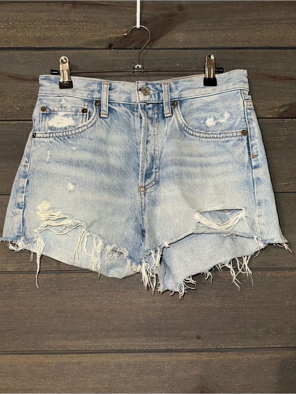 AGOLDE Light Wash Distressed Denim Women’s Shorts